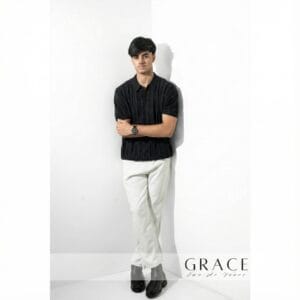 Grace Jacquard Black Stripe