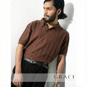 Grace Jacquard Mocha Brown Stripe