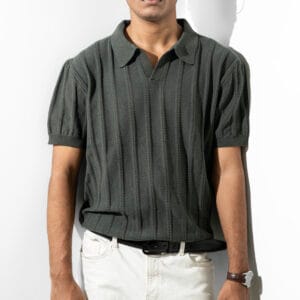 Grace Jacquard Stripe Olive Green