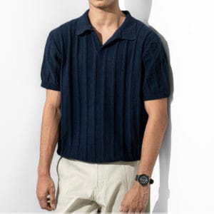 Grace Jacquard Stripe Royal Navy