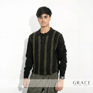 Grace Olive Noir Stripe Polo